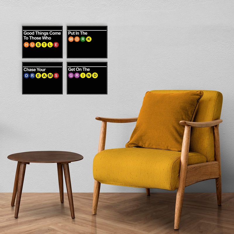 Summit Designs New York City Subway Sign, Subway New York Wall Art, NYC Wall Art - Poster Set, NYC Sign, Bedroom Decor - Hustle Grind Motivation - Set Of 4 (8x10) UNFRAMED Prints - Image 4